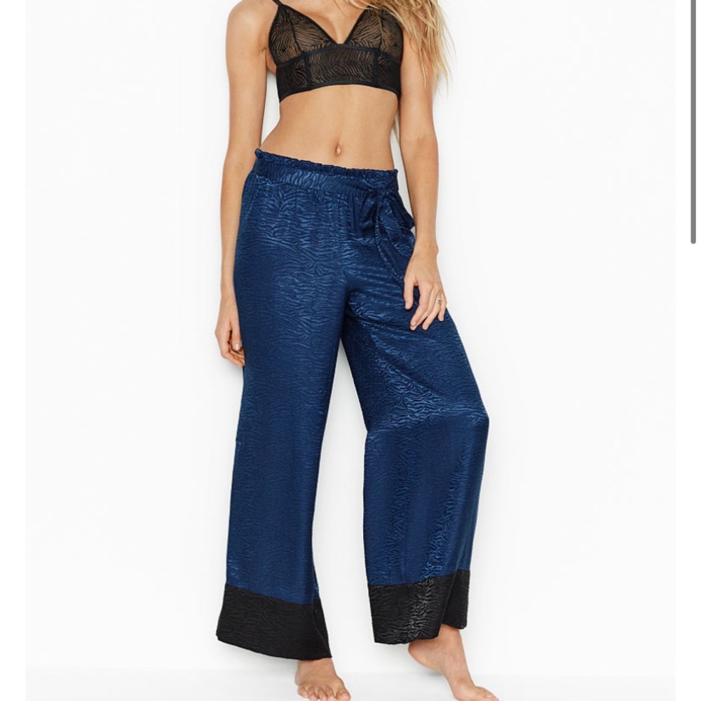VIctoria’s Secret Satin Blue Black Zebra Pajama